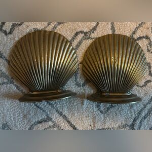 Vintage pair of Brass Shell Bookends